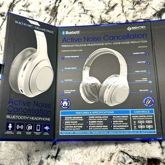 Sentry Noise Cancellation headphones and matching earbuds set - NIB